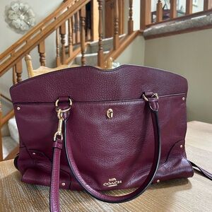 Coach Brown Leather Shoulder Bag with Textured Finish